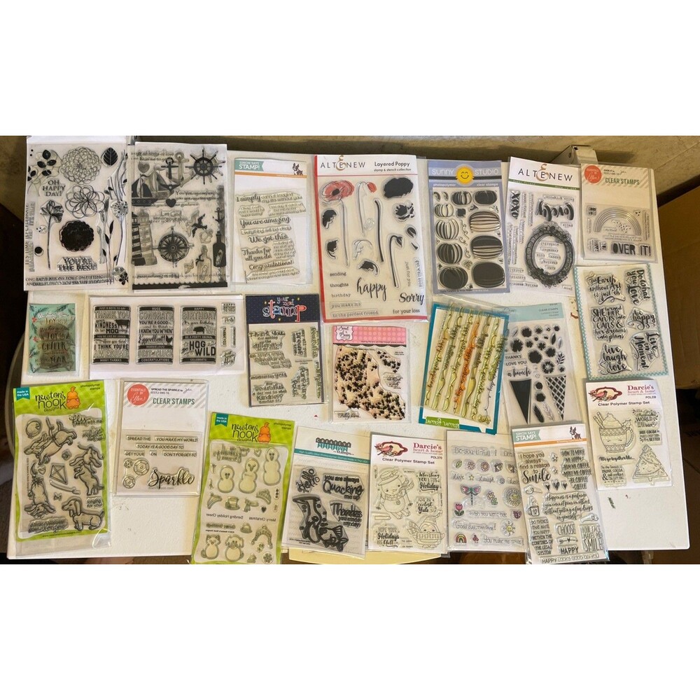 HUGE Mixed Lot of Clear Stamps For Crafting FLOWERS WORDS ETC